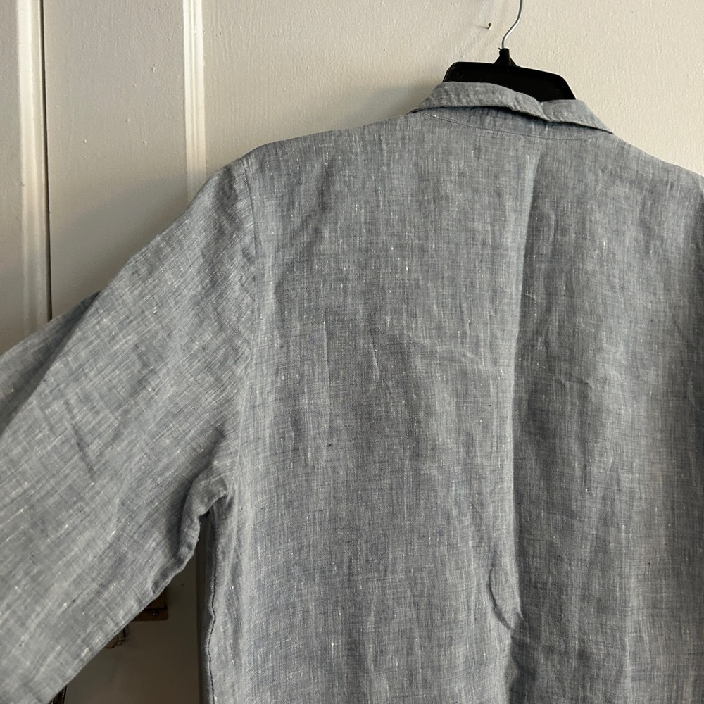 Eileen Fisher Light Gray Button-Up Tunic 100% Organic Linen Women’s Small - Picture 7 of 13
